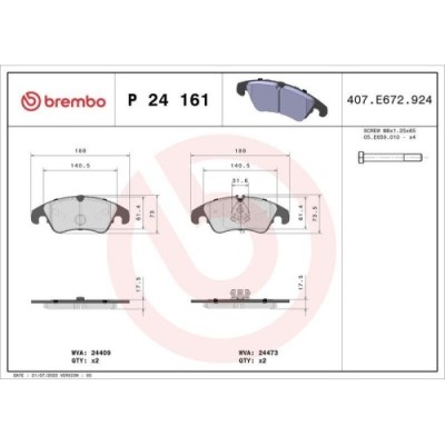 Placute frana Ford Focus 2 (Da Hcp Dp) 07.04-09.13, Fata, BREMBO foto