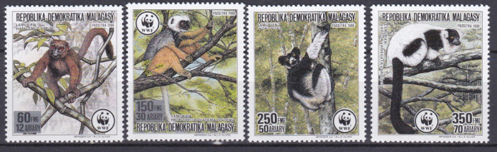 DB1 Fauna Madagascar 1988 WWF Lemurieni 4 v. MNH