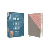 Niv, Quest Study Bible, Large Print, Leathersoft, Gray/Pink, Comfort Print: The Only Q and A Study Bible