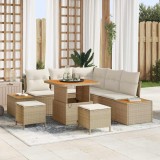 vidaXL Set de canapele pentru grădină cu pernă 8 pcs Bej Rattan poli
