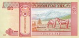 MONGOLIA █ bancnota █ 20 Tugrik █ 2017 █ P-63i █ UNC █ necirculata