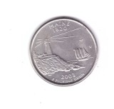 Moneda SUA 25 centi/quarter dollar 2003 D, Maine 1820, stare foarte buna, curata