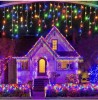 Instalatie Craciun Turturi cu Flash 12m, 300 Led-uri, Rezistent Apa, Perdea, Franjuri, Exterior Interior, Interconectabila, Fir Alb gros, Multicolor, Oem