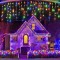 Instalatie Craciun Turturi cu Flash 12m, 300 Led-uri, Rezistent Apa, Perdea, Franjuri, Exterior Interior, Interconectabila, Fir Alb gros, Multicolor