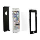 Husa 360 Ultra Slim Fata Spate + Folie Sticla 9H pentru iPhone X, Negru, Cauciuc, Rezistenta la Socuri