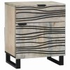 vidaXL Noptiere cu Sertar Alb-Negru 50x33x60cm Lemn Mango Masiv, Noptiera Dormitor, Masa Noptiera, Depozitare, Asamblare Necesara