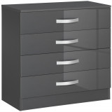 HOMCOM Comodă Elegantă cu 4 Sertare și M&acirc;nere Metalice pentru Dormitor și Living PAL 75x36x72cm Gri | Aosom Romania