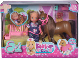 Papusa Evi medic veterinar cu calut si manz, set de joaca Simba
