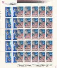 ROMANIA 1969 LP 702 COSMOS III APOLLO 9 SI 10 BLOCURI DE 25 TIMBRE MNH foto