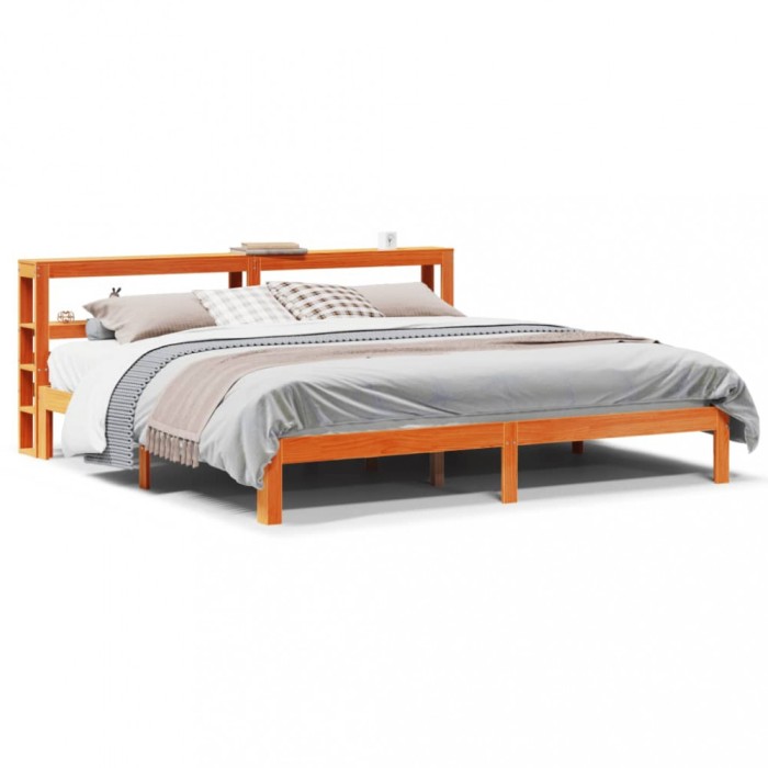 vidaXL Cadru de pat fără saltea, maro ceruit 180x200 cm lemn masiv pin 3306068