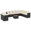 Set canapele de gradina cu perne, 11 piese, negru, poliratan