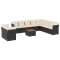 Set canapele de gradina cu perne, 11 piese, negru, poliratan