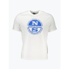 Tricou barbati cu imprimeu cu logo si decolteu la baza gatului alb, S