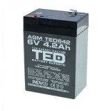 Acumulator Plumb Acid 6V 4.2Ah TED Baterie Stationara UPS Siguranta Jucarii Lanterne Sisteme Alarma