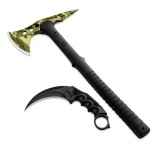 Cumpara ieftin Set topor si cutit karambit DEPOX&reg;, otel inoxidabil, verde.negru, 40 cm/18.5 cm, teaca inclusa