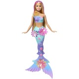 BARBIE PAPUSA SIRENA FLOARE MAGICA CU PAR BLOND SI COADA ALBASTRA