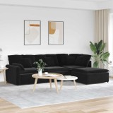 VidaXL Canapea modulară cu taburet și perne, catifea, negru