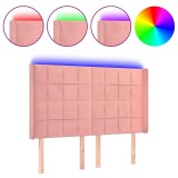 Cumpara ieftin Tablie de pat cu LED, roz, 147x16x118/128 cm, catifea
