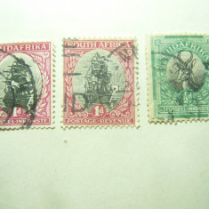 3 Timbre Africa de Sud 1926 Corabia si Fauna ,val. 1d si 1/2d stampilate