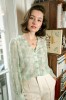 Camasa verde cu print floral si detalii brodate, 4819T M9, 36, 40