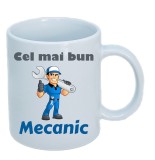 Cana alba personalizata &quot; Cel mai bun mecanic &quot;, INOVATIX&reg;. 330 ml