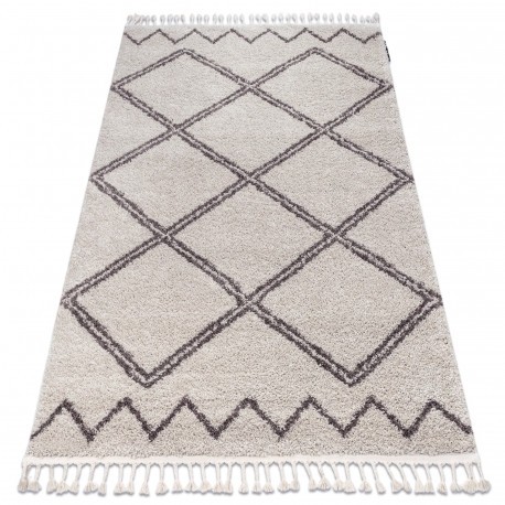 Covor Berber Asila B5970 cremă si maro Franjuri shaggy pletos, 80x150 cm