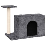 Cumpara ieftin Ansamblu pisici cu stalp din funie de sisal, gri inchis, 51 cm