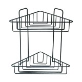Etajera pentru baie, pe colt, din metal, 2 rafturi, prindere cu ventuza, negru mat, SV404B, 220 x 220 x 335 mm