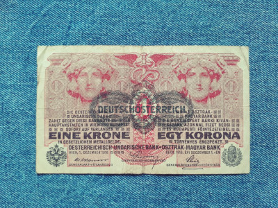 1 Krone 1916 Austria Stampila Coroana Korona Ungaria Austro Ungaria foto