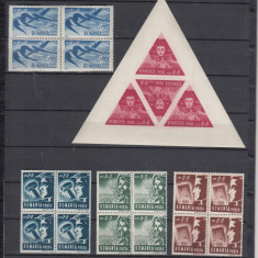 ROMANIA 1948 LP 230 LP 230 a U.T.M. BLOCURI DE 4 TIMBRE MNH