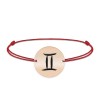 Bratara snur si banut argint 925 placat cu aur roz personalizat cu semn zodiacal Gemeni