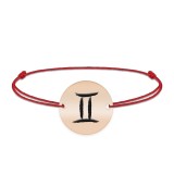 Bratara snur si banut argint 925 placat cu aur roz personalizat cu semn zodiacal Gemeni