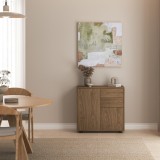 Comoda sideboard Paarl cu 2 usi si 2 sertare, finisaj nuc, 74x79x36 cm