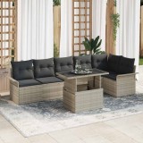 VidaXL Set de canapele pentru grădină 7 pcs Gri deschis Rattan poli