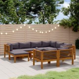 vidaXL Set mobilier de grădină cu perne, 10 piese, lemn masiv acacia