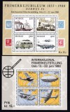 DB1 Transporturi 1980 Norvegia Aviatie Baloane Vapoare Locomotive 2 x MS MNH