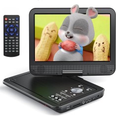 DVD Player Portabil cu Telecomanda, Ecran HD 10.5" 1024x600, Rotativ 270&deg;, Functie Memorie, USB, Card SD, AV, Jack 3.5mm, Incarcator Auto, Negru