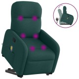 Cumpara ieftin Fotoliu rabatabil de masaj, cu ridicare, verde inchis, textil