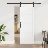 Ușă glisantă cu set de accesorii Alb 78x211 cm Lemn masiv Pin