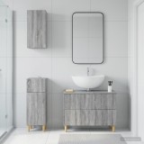 Cumpara ieftin Set de cabinet pentru baie cu 3 piese DELFT Sonoma gri