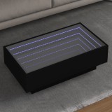 VidaXL Măsuță de cafea cu LED, negru, 90x50x30 cm, lemn prelucrat
