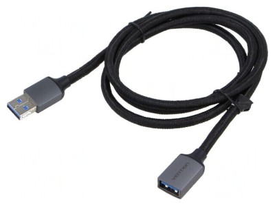 Cablu USB 3.0 A-A 1m negru gri foto