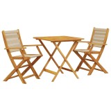 Cumpara ieftin Set mobilier bistro, 3 piese, bej, polipropilena si lemn masiv