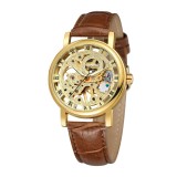 Ceas Barbati T-Winner 8005 Maro-Auriu Mecanic , Design Luxury, Casual, Curea din Piele Naturala