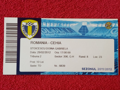 Bilet meci fotbal Romania -Cehia (amical- under 21) 29.02.2012 foto