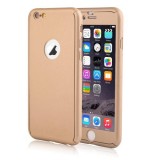 Husa pentru Apple iPhone 6+ Auriu acoperire completa 360 grade cu folie de sticla gratis