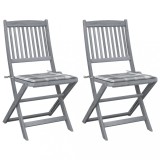 vidaXL Scaune pliabile de exterior cu perne, 2 buc., lemn masiv acacia 3064550