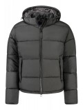 Cumpara ieftin Geaca bomber barbati, cu 2 buzunare exterioare, cu gluga, logo, negru, XL
