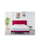Pat Tapițat Catifea Rosu cod 6610 160x200 cm, Somiera +&nbsp;Saltea&nbsp;160x200