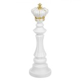 Piesă șah Decorativă, Rege, Detalii Aurii, Polirasină, Alb, Diametru 11.5 cm, &Icirc;nălțime 39.5 cm